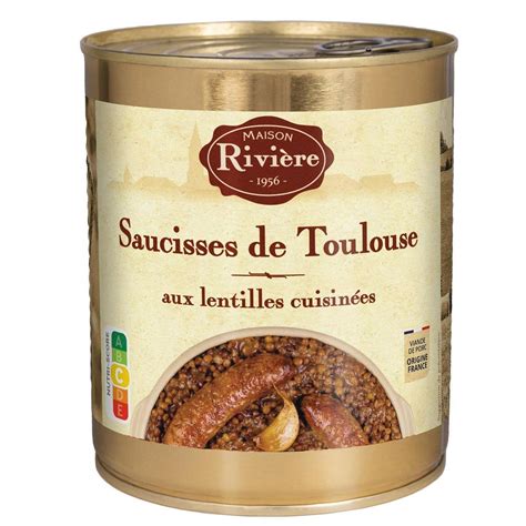 Acheter Maison Rivière Saucisses de Toulouse aux Lentilles Cuisinées