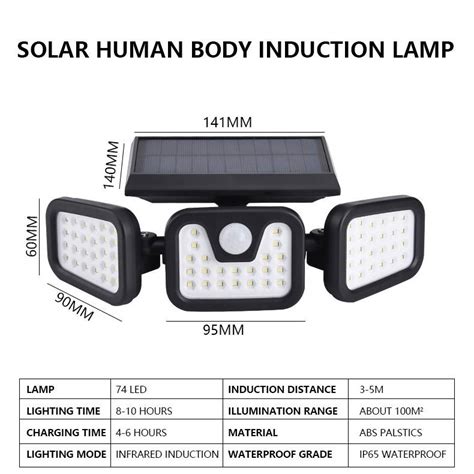 Lampa Tripla Cu Incarcare Solara Rotatie Cu Senzori De Amurg