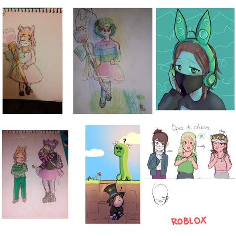 Mis Dibujos De Mis Personajes De Roblox Y Con Otras Personas Xd 🌀