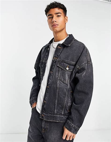 Asos Design Veste D Ensemble Oversize En Jean Double Noir Délavé Asos