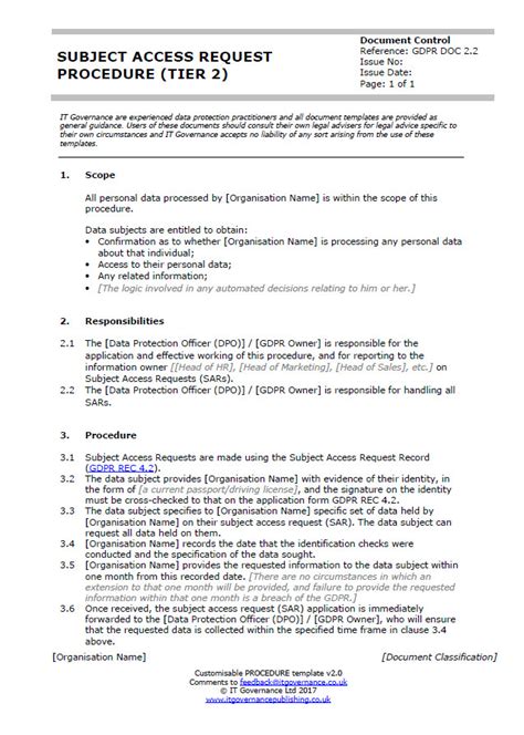 Data Subject Access Requests It Governance Uk