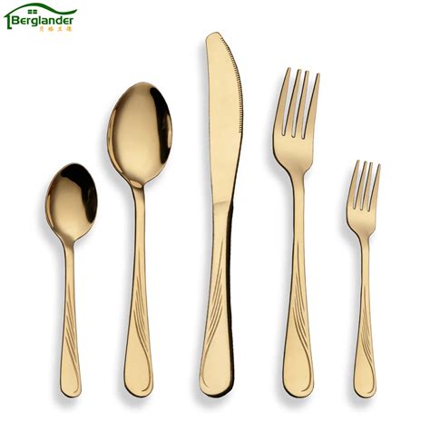 BERGLANDER 30 Piece Gold Dinnerware Set Stainless Steel Cutlery Set