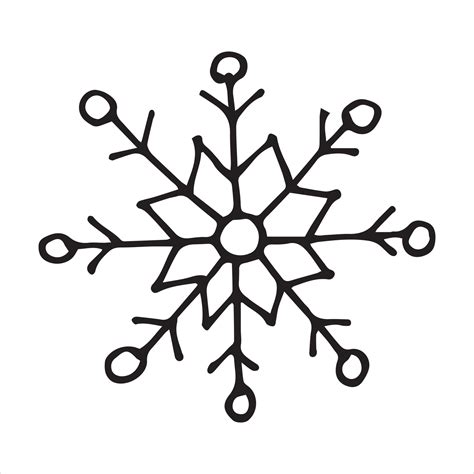 Vector Illustration In Doodle Style Cute Simple Snowflake Snowflake