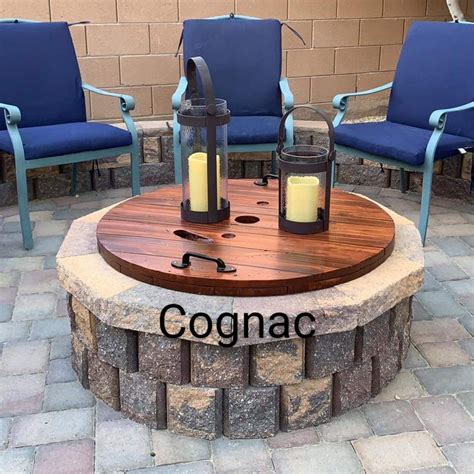 Wooden Fire Pit Table Top Cover 23 48 Etsy