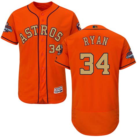 Mens Houston Astros 34 Nolan Ryan Jersey Sewn On Champions Gold