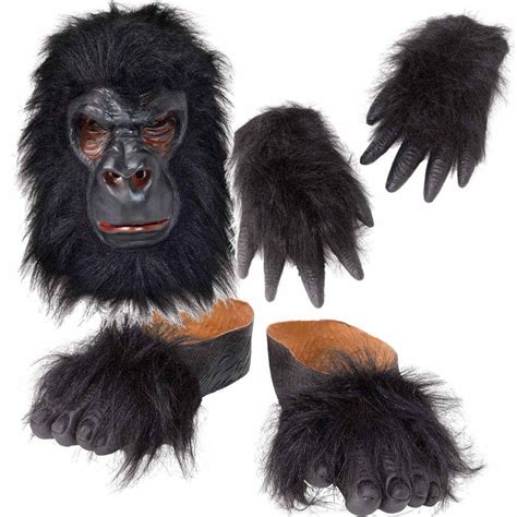 Rubber Animal Masks Set Gorilla Overhead Maskfeethands Fancy Dress