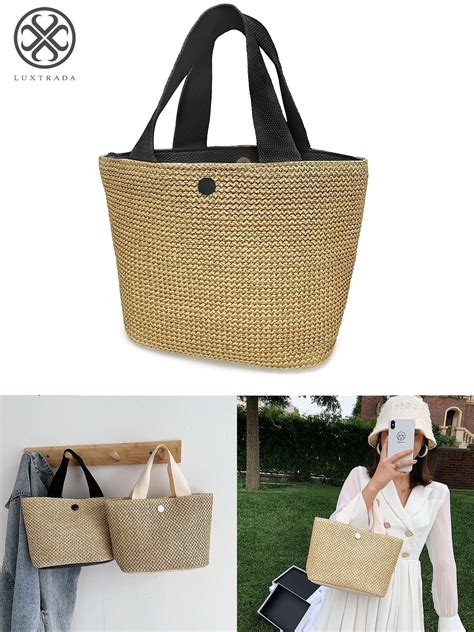 Luxtrada Straw Bags For Women Tote With Handles Boho Beach Tote Bag