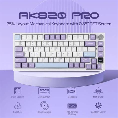 Jual Ajazz AK820 GTS Pro 75 Mechanical Keyboard Tri Mode RGB With TFT