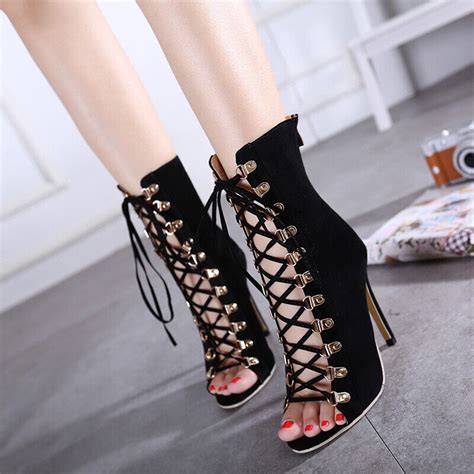 Black Lace Shoes Peep Toe