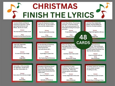 Christmas Finish The Lyrics Game Printable Christmas Carol Game