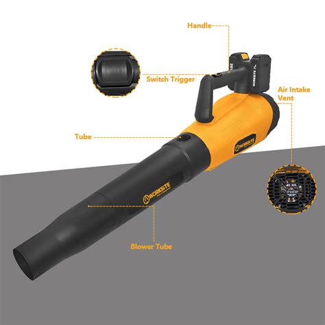 Worksite V Cordless Blower Vacuum Rpm High Speed Fan Dust Snow