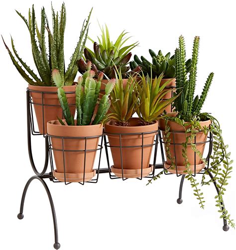 6 Pot Plant Stand - Rustic Indoor Outdoor Plant Stand | Regal Trunk & Co