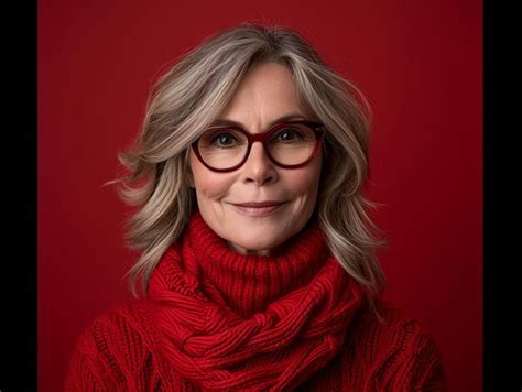 Premium Photo A Woman Wearing Glasses And A Red Sweater