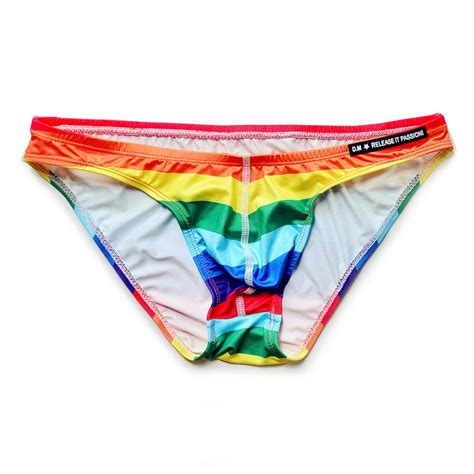 Rainbow Color Mini Briefs Mens Thong Swimwear Super Sexy Gay Swim