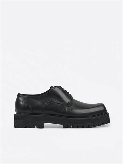 Chunky Derby Shoes With Square Toe In Black Leather Tarmor