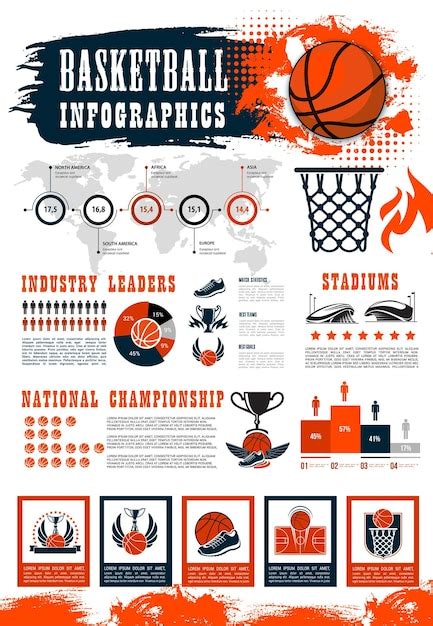 Gráficos de jogos esportivos infográficos de basquete Vetor Premium