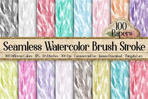 Seamless Watercolor Brush Stroke Digital Papers By Artinsider