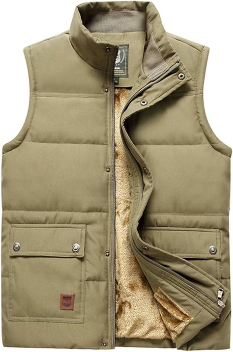 Vcansion Mens Outdoor Stand Collar Fleece Jacket Vest