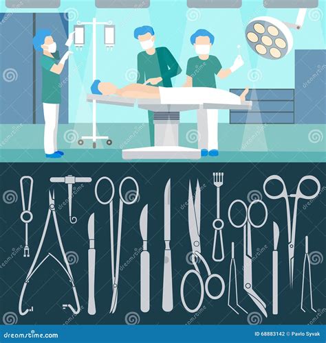 Surgery Operation Medical Staff Hospital Room Stock Vector