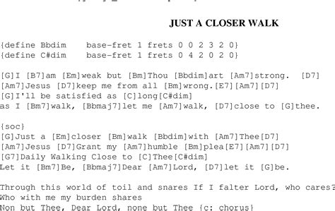 JUST A CLOSER WALK - Christian Gospel Song Lyrics and Chords