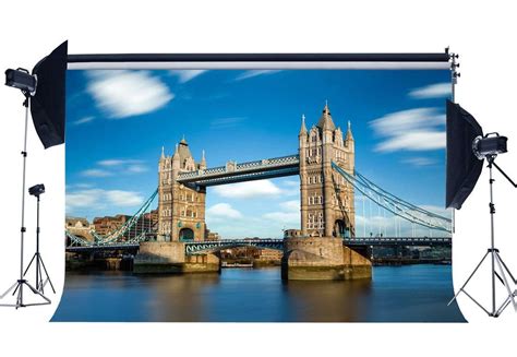 ABPHOTO Polyester 7x5ft Double Tower Bridge Backdrop London Elegant