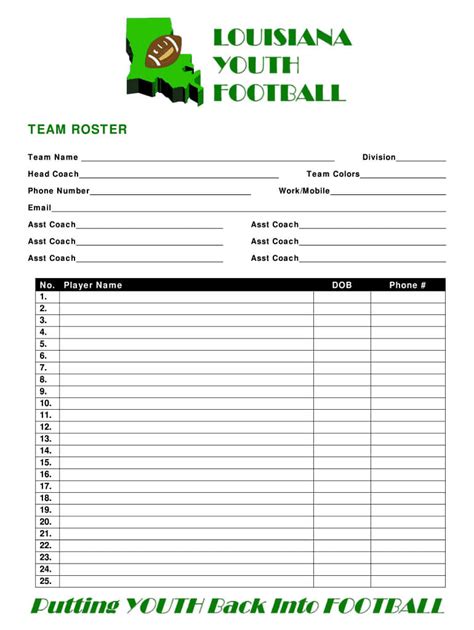 Blank Football Depth Chart Template – Professional Template Examples