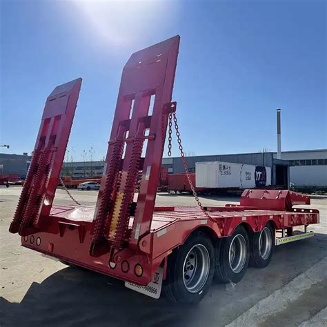 40 60 100 Ton Heavy Duty 3 Axle 4 Axle Low Flatbed Loader Deck Lowboy