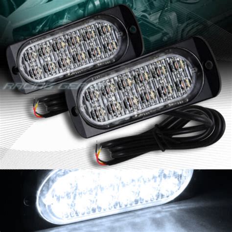 24 LED WHITE CAR EMERGENCY BEACON HAZARD WARN FLASH STROBE LIGHT BAR