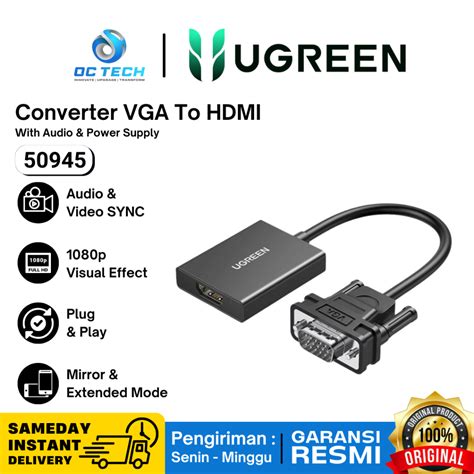 Jual Adapter Converter Vga To Hdmi Hd P With Audio Mm And Type C