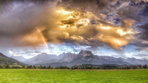 Wallpaper X Px Clouds Field Grass Landscape Mountain