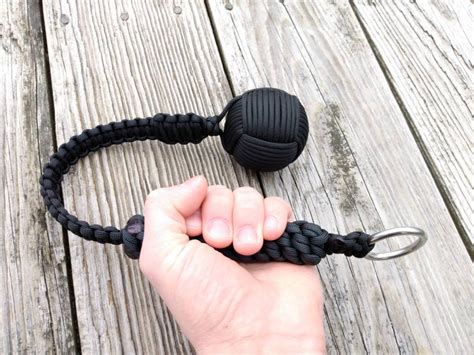 Inch Steel Core Paracord Monkey Fist Usa Handmade Black Etsy