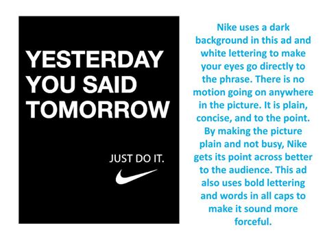 PPT Nike Advertisement Yesterday You Said Tomorrow PowerPoint