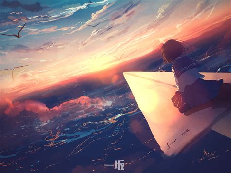 1400x1050 Anime Girl Flying Paper Plane 4k Wallpaper,1400x1050 ...