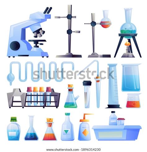 Scientific Research Equipment Isolated Cartoon Set Stock Vector