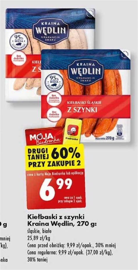 Promocja Kiełbasa śląska z szynki Kraina Wędlin Select 450 g w Biedronka