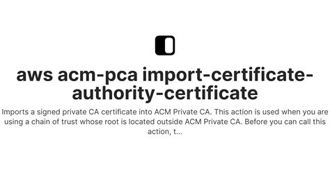 Aws Acm Pca Import Certificate Authority Certificate Fig