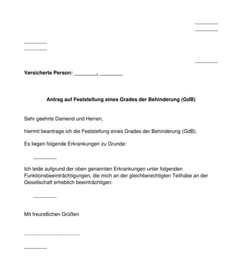 Antrag Auf Feststellung Eines Grades Der Behinderung