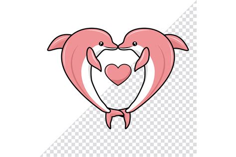 Valentine S Day Dolphin Cartoon Vector Graphic By Ipajoel Creative