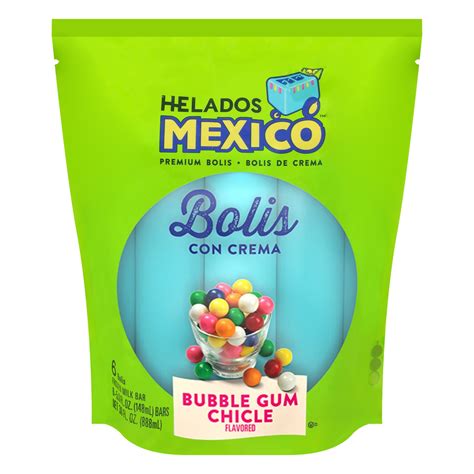 Helados Mexico Frozen Milk Bar Bolis Premium Bubble Gum Flavored 6