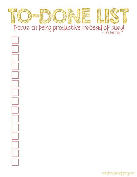 The To Done List Printable While He Was Napping