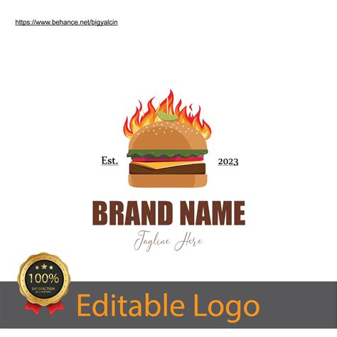 Burger Logo Design / Burger Shop Logo / Editable Fast Food Logo ...