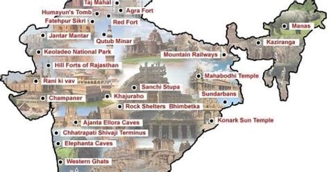 Indian Heritage Sites On Map Of India