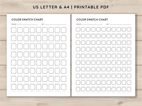 Color Swatch Chart Blank Color Chart Printable Color Swatch Template