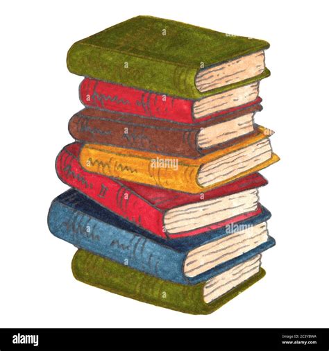 Watercolor stack of vintage books illustration Stock Photo - Alamy