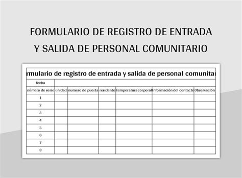 Plantillas Registro De Entrada Y Salida Para Excel Gratis Y Hojas De