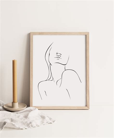 Minimalist Woman Line Art Female Line Portrait Wall Art Woman Artful