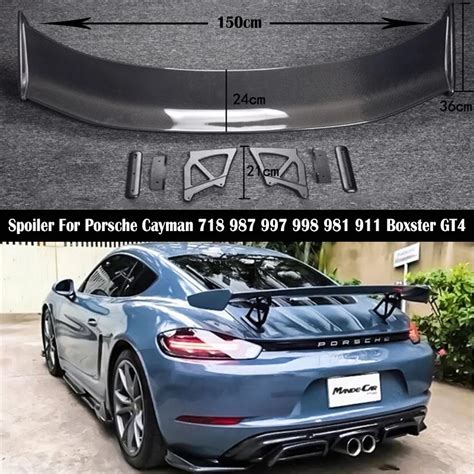 Carbon Fiber Abs Rear Wing Spoiler For Porsche Cayman 718 987 997 998 981 911 Boxster Gt4