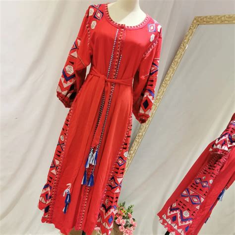 Kiyumi Vestido Midi Bordado Vintage Moda Primavera Outono Estilo