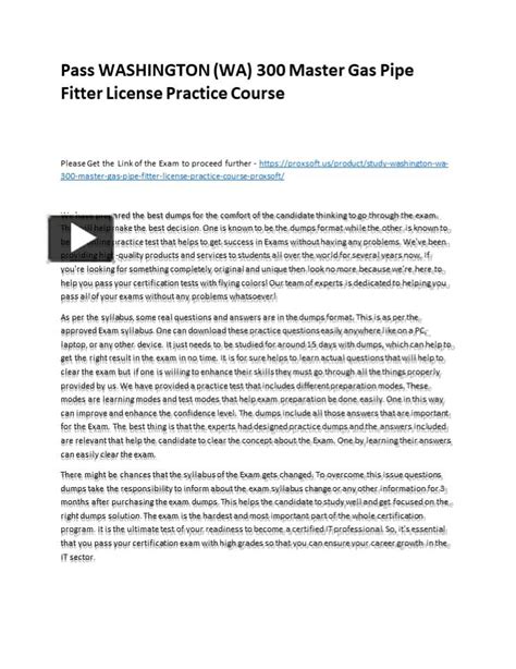 PPT Pass WASHINGTON WA 300 Master Gas Pipe Fitter License Practice