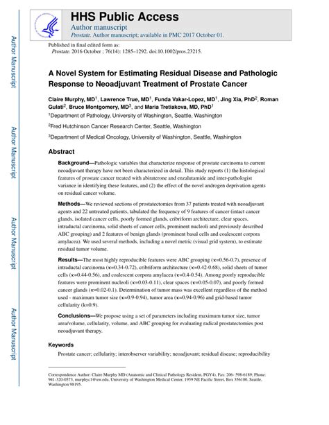 Pdf A Novel System For Estimating Residual Disease And Pathologic